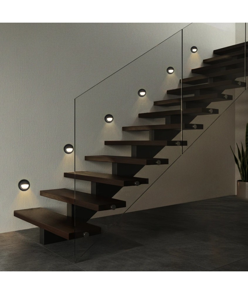 kelvo® STEPART KLV-101-0074 Χωνευτό Φωτιστικό Σκαλοπατιού - Διαδρόμου LED 3W 375lm 45° AC 220-240V Αδιάβροχο IP65 Θερμό Λευκό 2700K - Lumileds SMD Chip & TÜV SÜD Driver - Μαύρο Ματ - Μ8.3 x Π4.5 x Υ8.3cm  - Q6.55 x 6.55cm - 5 Χρόνια Εγγύηση